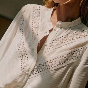 Sezane white lace blouse size 38 small
